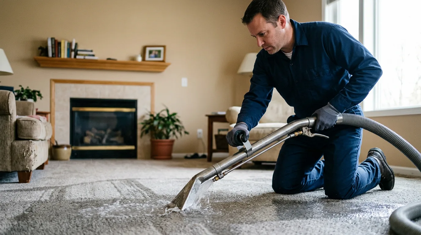 Water damage restoration technician working near Mayhew, MS